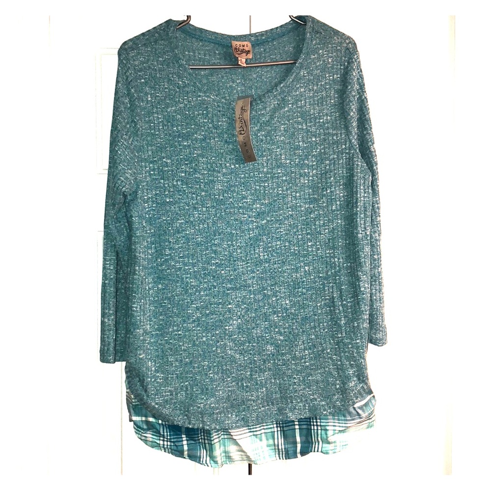 Long sleeve Como Vintage ribbed shirt with plaid